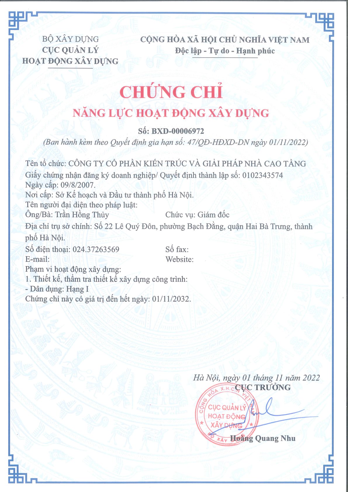 Construction License Grade I